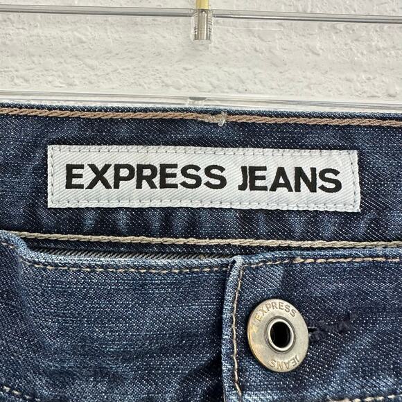 Express Jeans Rocco Slim Fit Straight Leg Men Size 36x30 Medium Wash Denim - Picture 4 of 7